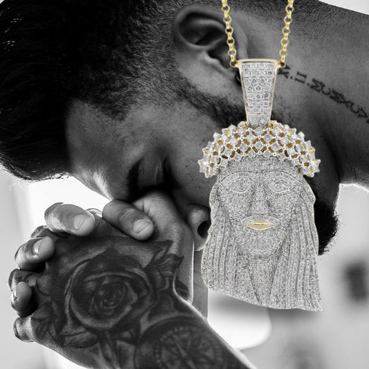 10K Yellow Gold Diamond Jesus Pendant | Iced Out Religious Gift
