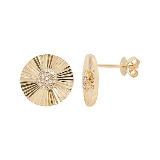 14K Gold Fluted Diamond Earrings: Elegant Party Jewelry