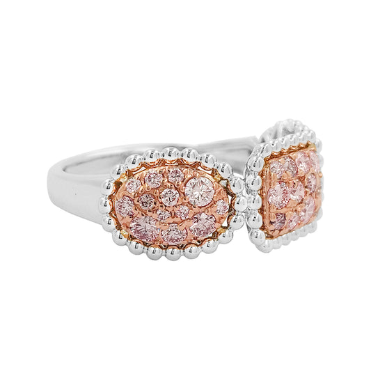 Lab Grown Diamond Cluster Ring | Rose & White Gold Beaded Band