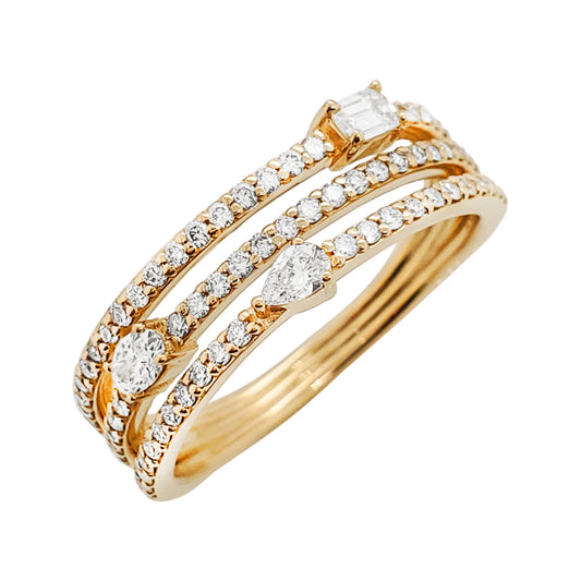 14K Gold Emerald & Diamond Ring: Multi-Shape Stone, 1/2 CTW