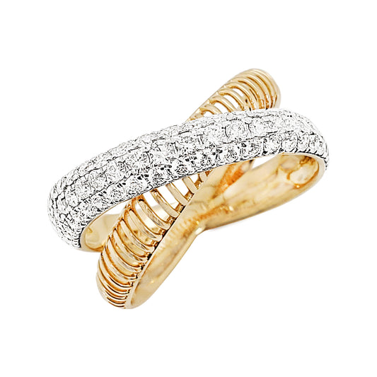 14K Gold Diamond X Ring: Anniversary Wedding Band
