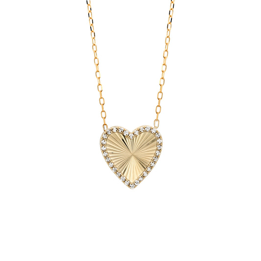 14K Gold Carnelian Heart Necklace with Diamond Halo
