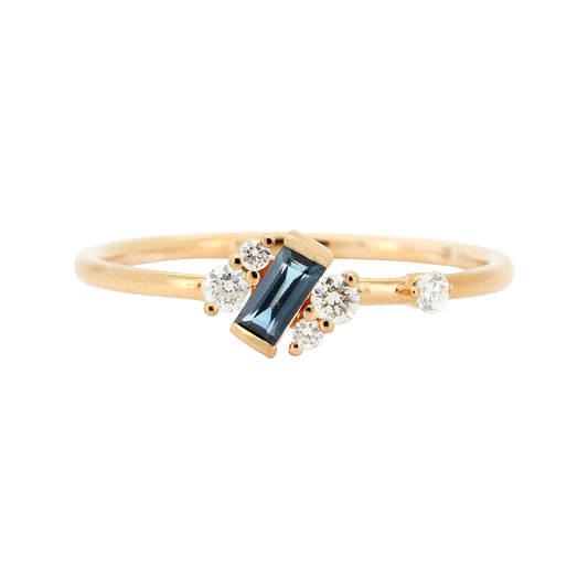 14K Gold Ring with Center Gemstone Blue Sapphire/Pink Sapphire/Diamond Birthstone Band, Wedding Anniversary/Birthday Gift for Her