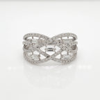 14K Solid Gold Round & Baguette Cut Diamond Ring | Anniversary Gift
