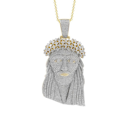 10K Yellow Gold Diamond Jesus Pendant | Iced Out Religious Gift