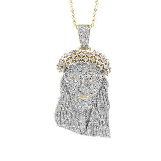 10K Yellow Gold Diamond Jesus Pendant | Iced Out Religious Gift