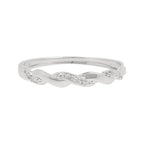 18K White Gold Twisted Diamond Ring, Natural Round Cut Infinity Band, Minimalist Stackable Wedding Promise Jewelry, Dainty Anniversary Gift