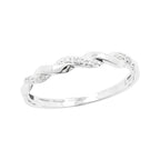 18K White Gold Twisted Diamond Ring, Natural Round Cut Infinity Band, Minimalist Stackable Wedding Promise Jewelry, Dainty Anniversary Gift