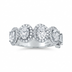 5 Stone Oval Diamond with Halo Anniversary Band