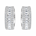 14K Solid Gold Baguette Diamond Hoop Earrings | 1/2 CTW