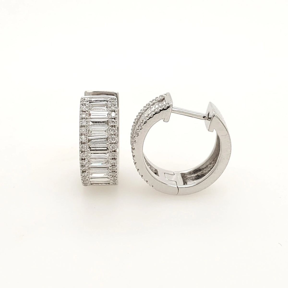 14K Solid Gold Baguette Diamond Hoop Earrings | 1/2 CTW