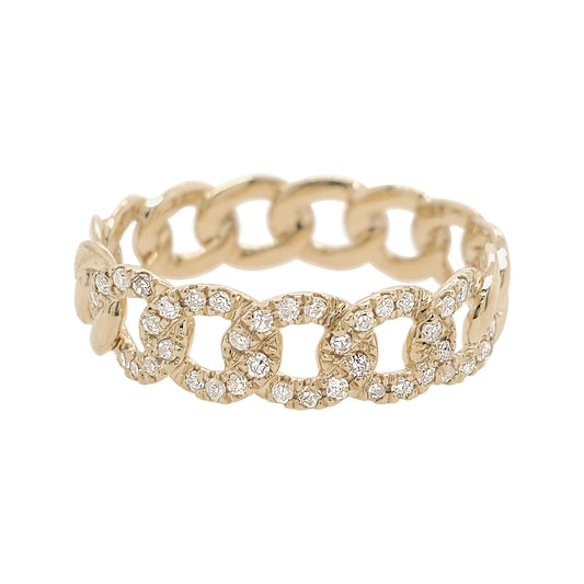 14K Gold Cuban Link Diamond Ring | Fine Jewelry