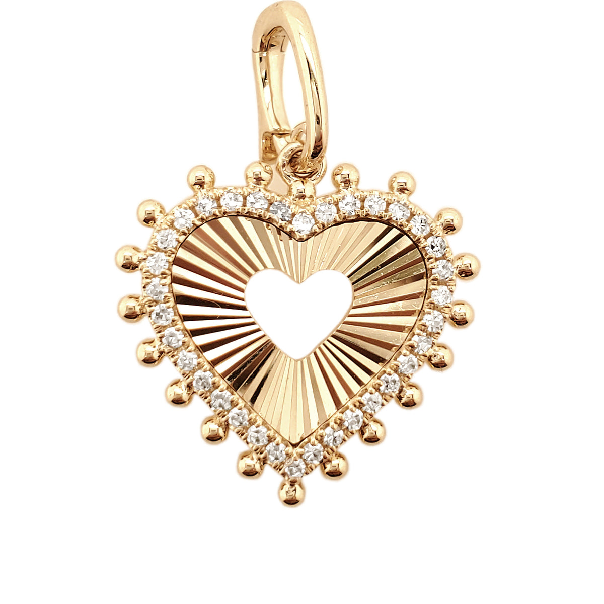 14K Yellow Gold Diamond Heart Pendant, Round Cut Natural Diamond (1/10 CTW)