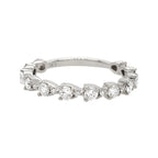 14K White Gold Diamond Wedding Band, Scalloped Stackable Ring