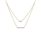 14K Yellow Gold Diamond Bar Layered Necklace, Baguette & Round Cut