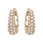 14K Yellow Gold Diamond Huggie Hoop Earrings, Pave Set Bridal Jewelry
