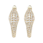 14K Gold Snake Hoop Earrings: Diamond Serpent with Emerald Eyes