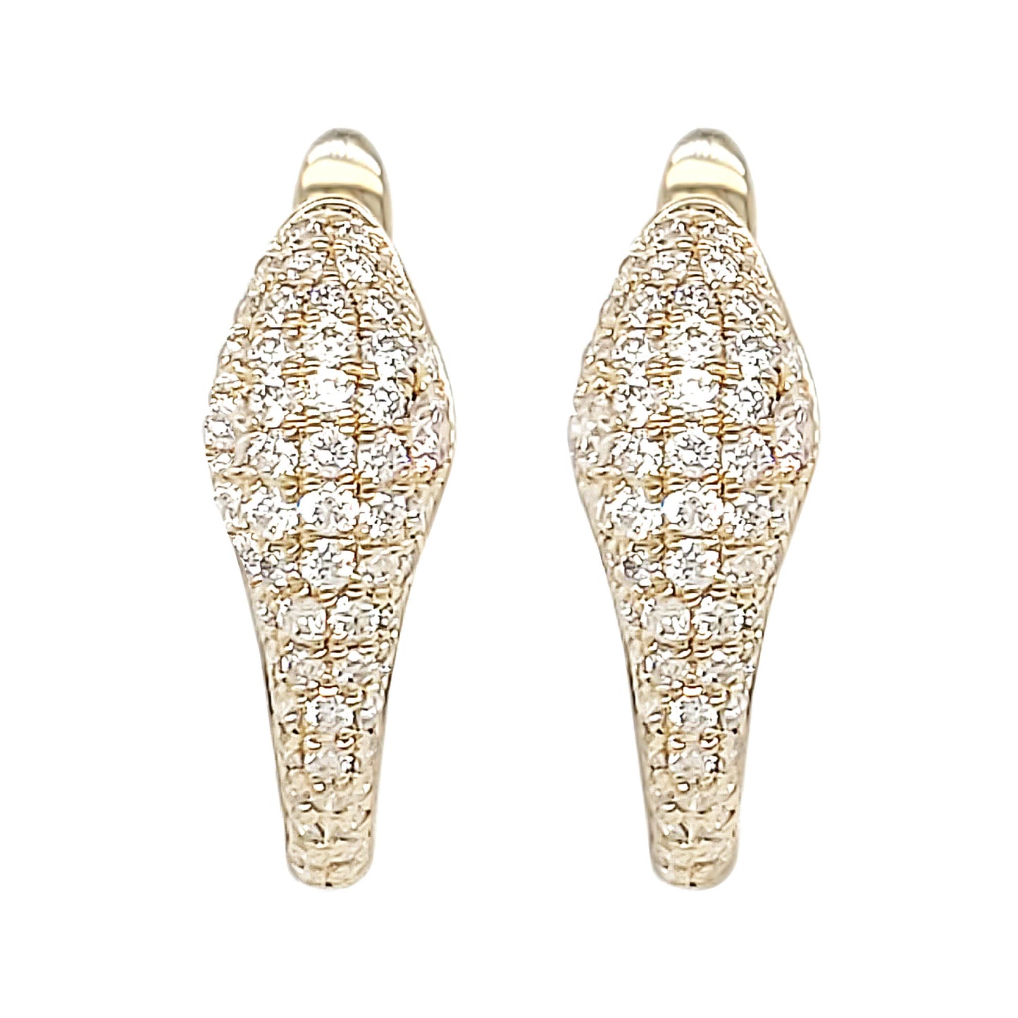 14K Gold Snake Hoop Earrings: Diamond Serpent with Emerald Eyes