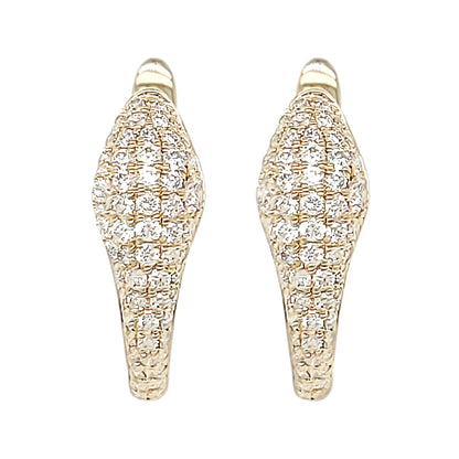 14K Gold Snake Hoop Earrings: Diamond Serpent with Emerald Eyes