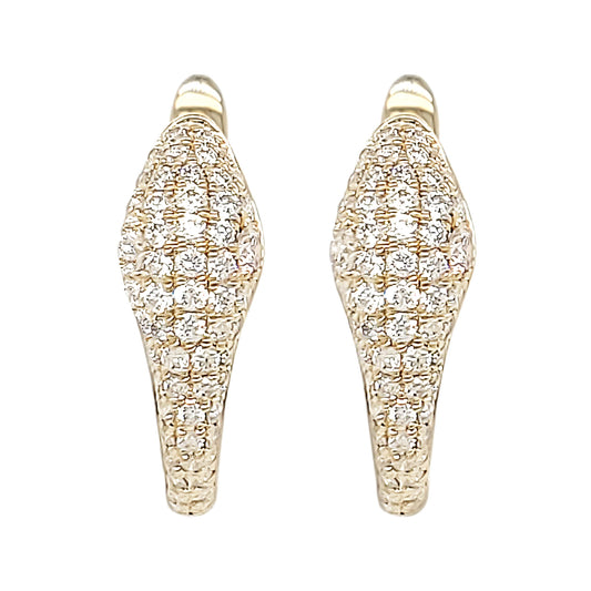 14K Gold Snake Hoop Earrings: Diamond Serpent with Emerald Eyes