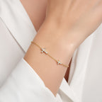 14K Gold Diamond Dual Cross Bracelet, Religious Jewelry Gift
