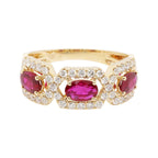 14K Gold Ruby Diamond Ring, Art Deco July Birthstone