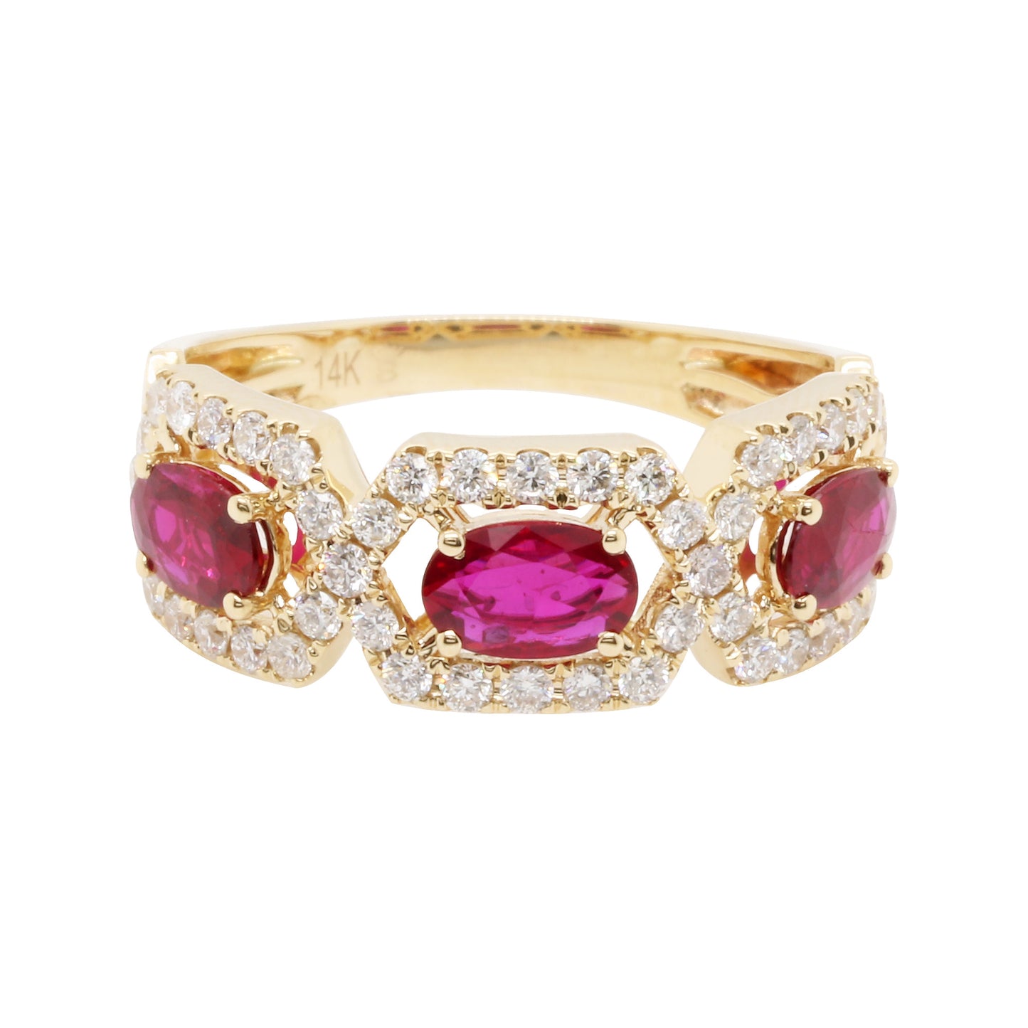 14K Gold Ruby Diamond Ring, Art Deco July Birthstone