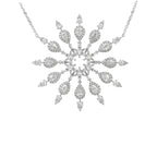18K White Gold Snowflake Pendant 2 1/2CTW Real Diamond Starburst Necklace 18" Chain FG VVS Luxury Statement Jewelry Anniversary Gift for Her
