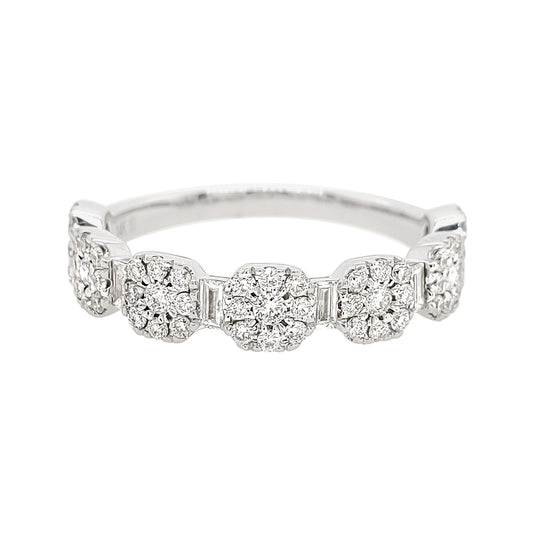 14K White Gold Diamond Cluster Ring, 3/5 CTW Anniversary Band