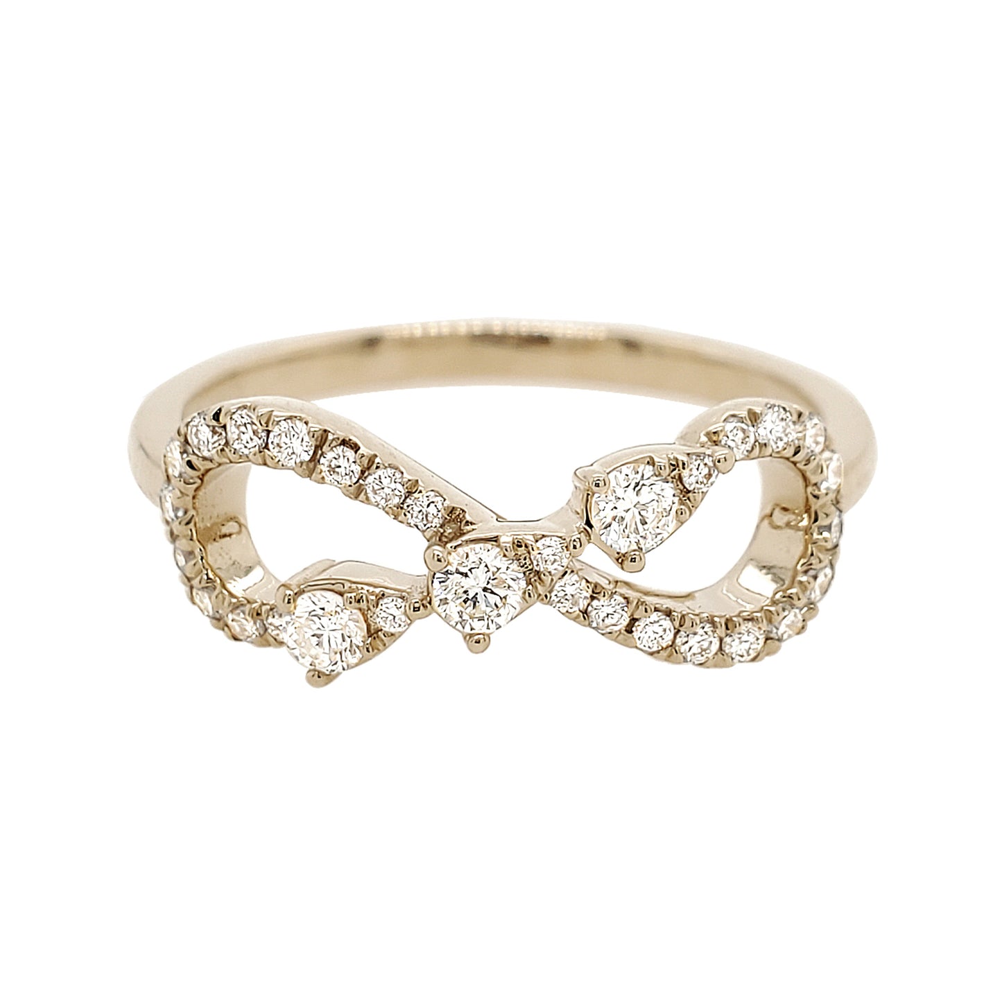 14K Gold Diamond Infinity Ring, Pavé Promise Band