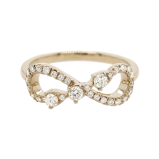 14K Gold Diamond Infinity Ring, Pavé Promise Band