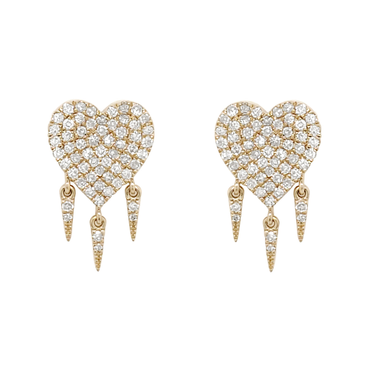 14K Solid Gold Diamond Heart Stud Earrings | Anniversary Gift