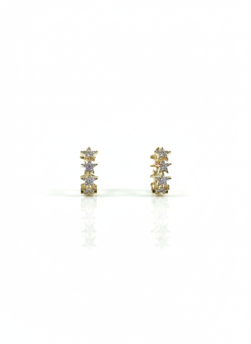 14K Gold Diamond Star Huggie Earrings, Celestial Jewelry
