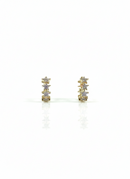 14K Gold Diamond Star Huggie Earrings, Celestial Jewelry