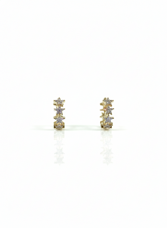 14K Gold Diamond Star Huggie Earrings, Celestial Jewelry