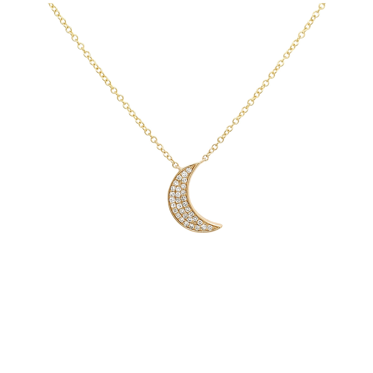 14K Gold Diamond Crescent Moon Necklace: Elegant Celestial Pendant