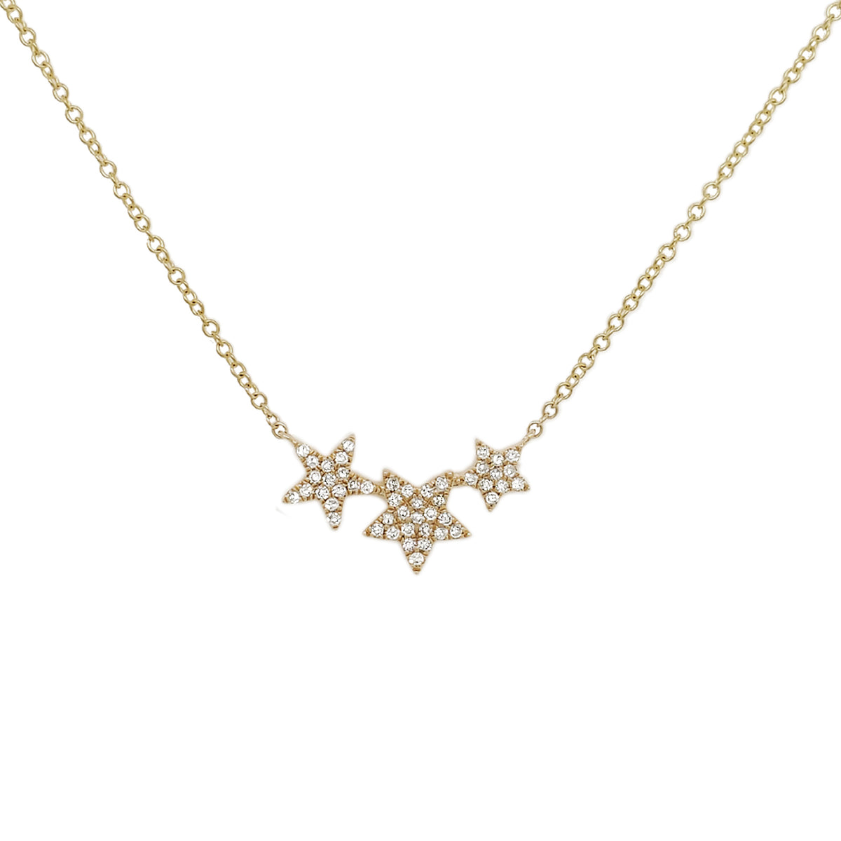 14K Solid Gold Diamond Stars Necklace: Dainty Fine Jewelry