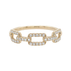14K Yellow Gold Diamond Chain Link Ring 1/10 CTW Round Cut Dainty Openwork Stackable Fine Jewelry Gift