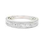 14K White Gold Diamond Band, Baguette & Round Stone, Art Deco Style