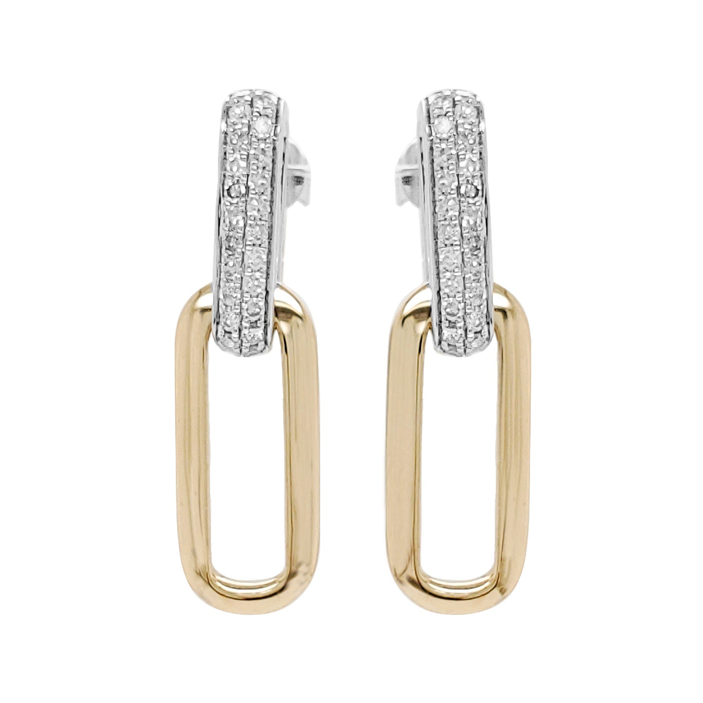 14K Gold with Diamond Dangle Earrings: Dual Tone, 3/10 CTW
