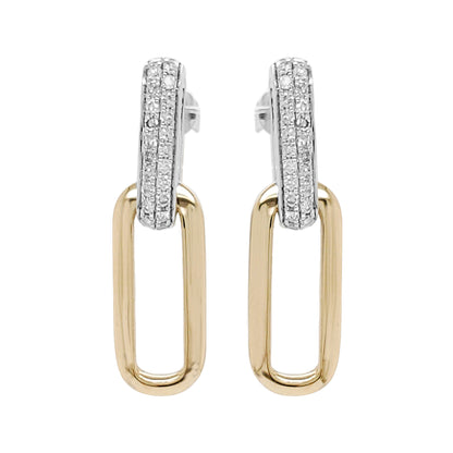 14K Gold with Diamond Dangle Earrings: Dual Tone, 3/10 CTW