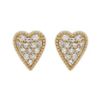 14K White Gold Diamond Heart Stud Earrings, Anniversary Gift