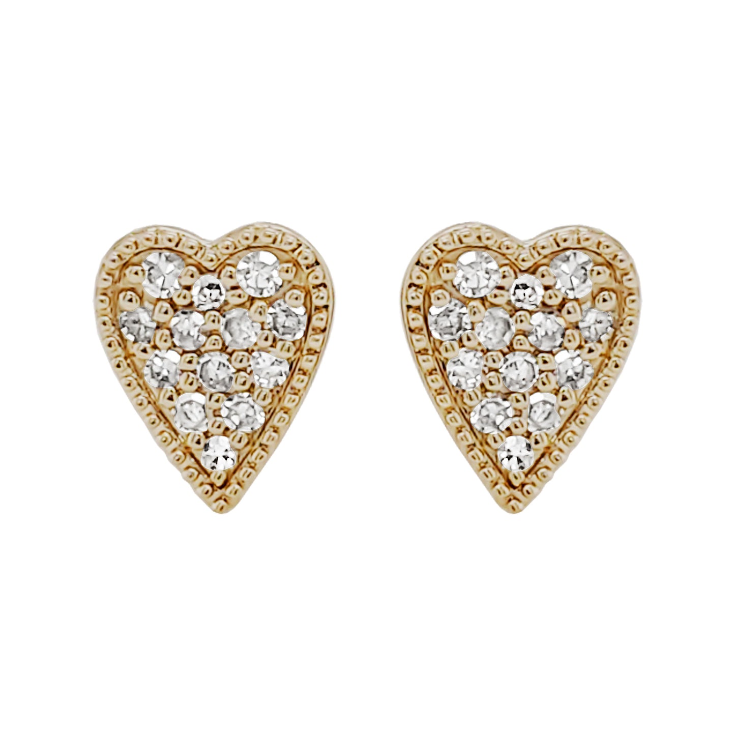 14K White Gold Diamond Heart Stud Earrings, Anniversary Gift