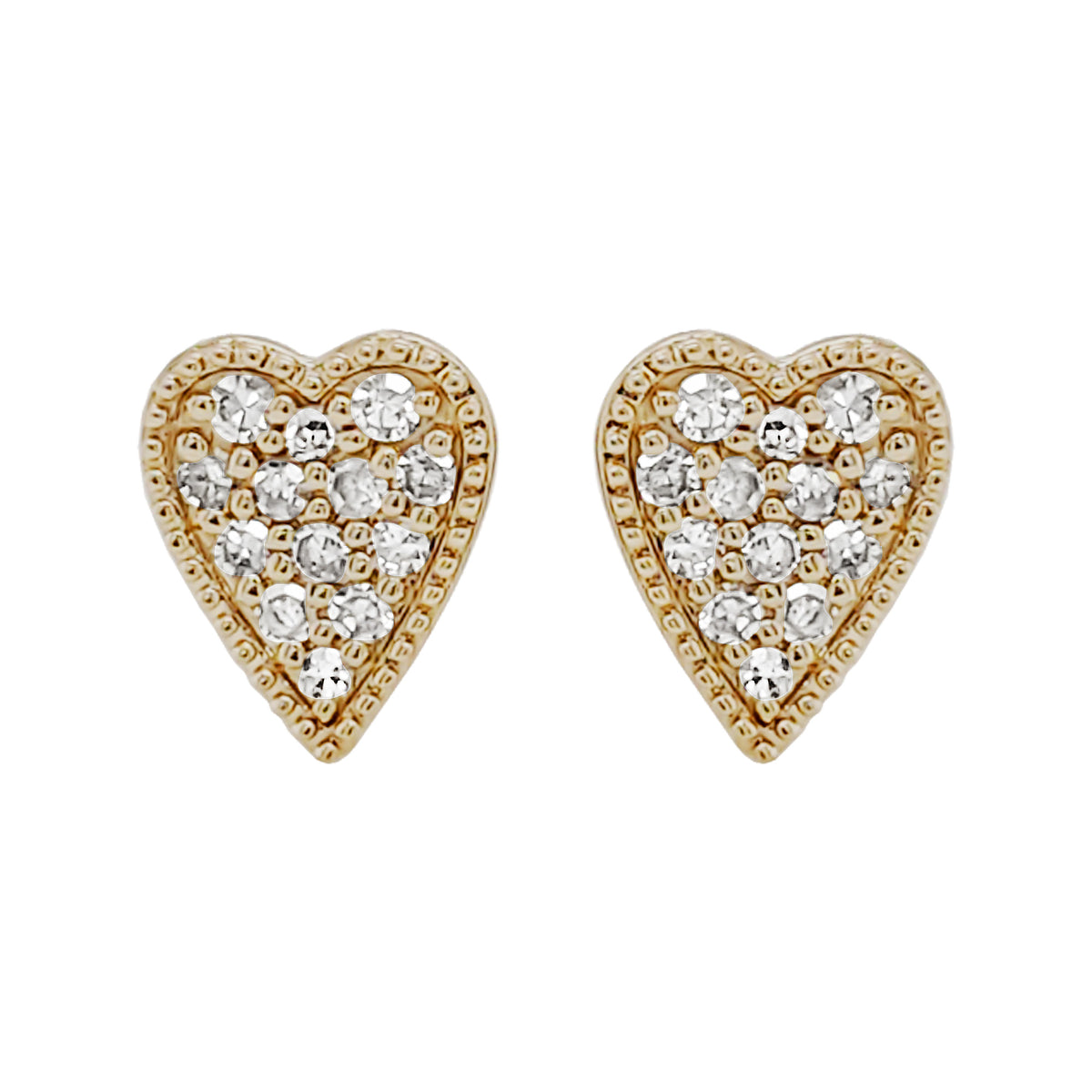 14K White Gold Diamond Heart Stud Earrings, Anniversary Gift