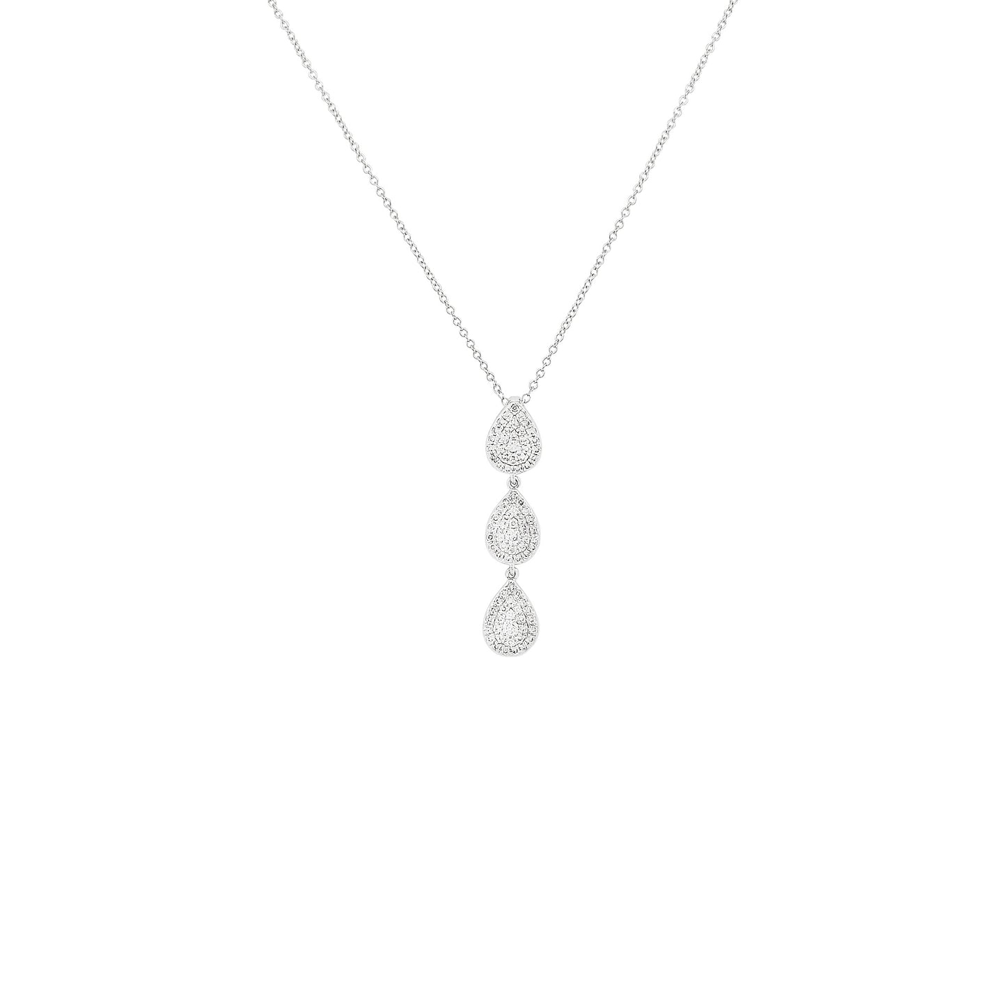 14K White Gold Diamond Teardrop Necklace, Bridal Jewelry
