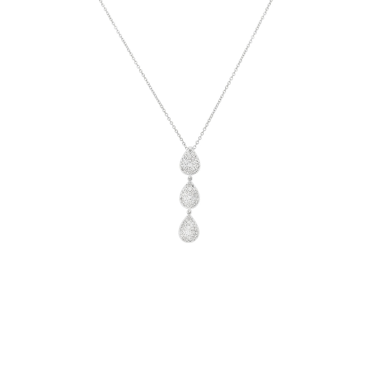 14K White Gold Diamond Teardrop Necklace, Bridal Jewelry