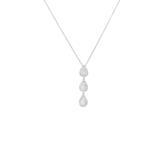 14K White Gold Diamond Teardrop Necklace, Bridal Jewelry