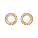 14K Gold Diamond Circle Stud Earrings, Pave Halo, Karma Jewelry