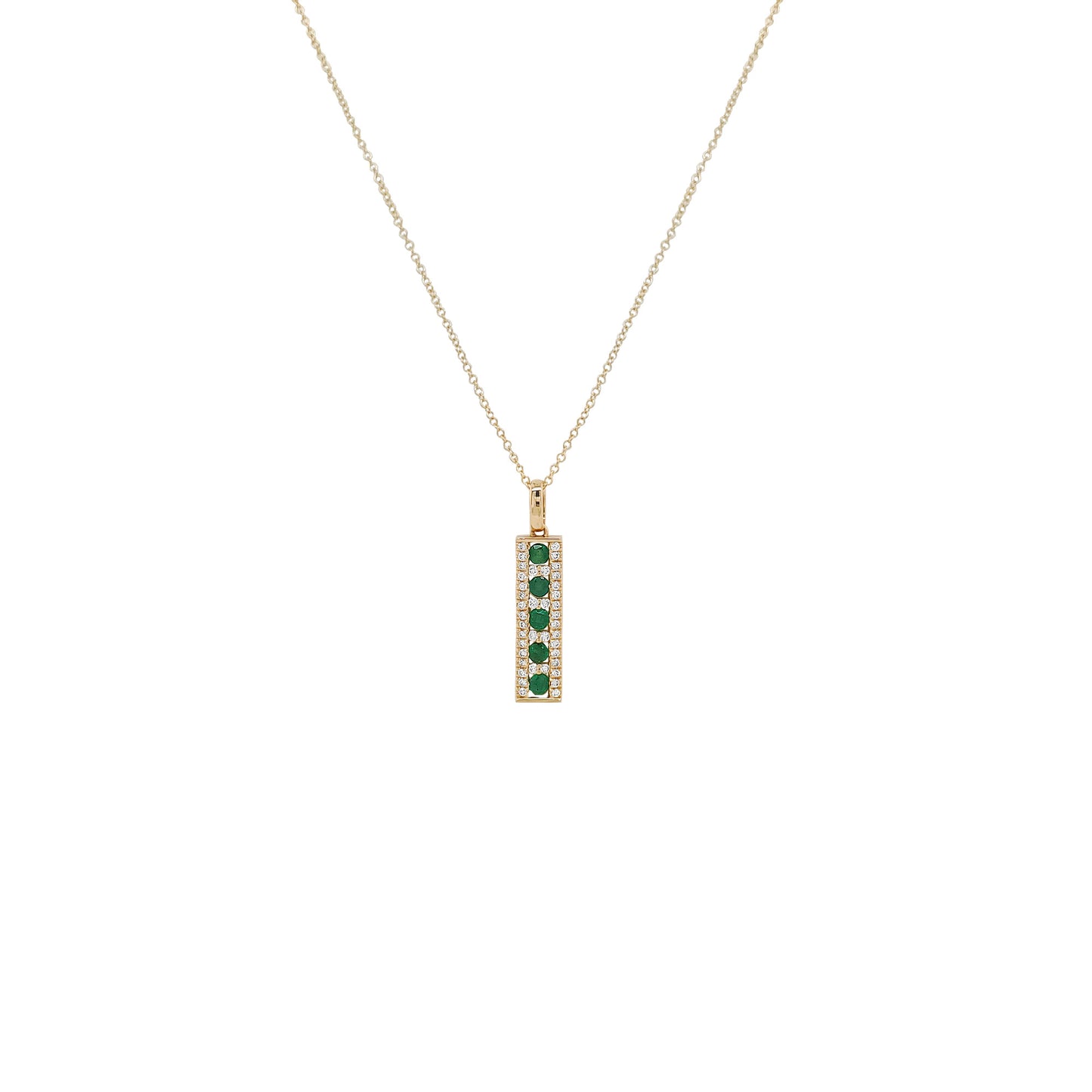 14K Gold Diamond Emerald/Ruby/Sapphire Pendant Necklace, 18 Inch Cable Chain