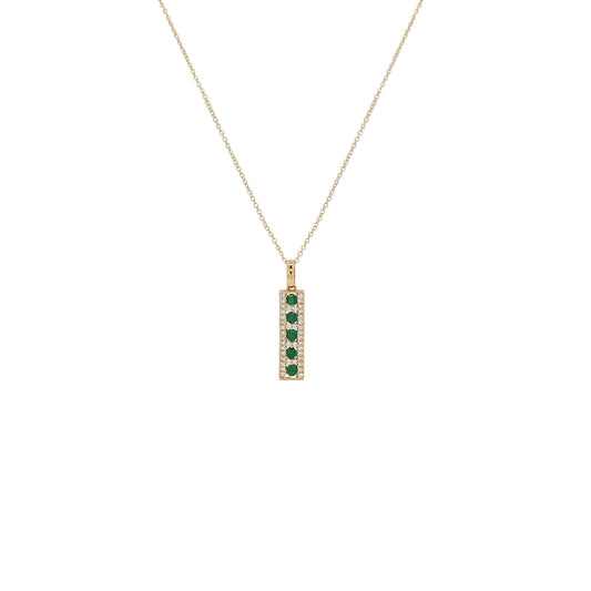 14K Gold Diamond Emerald/Ruby/Sapphire Pendant Necklace, 18 Inch Cable Chain